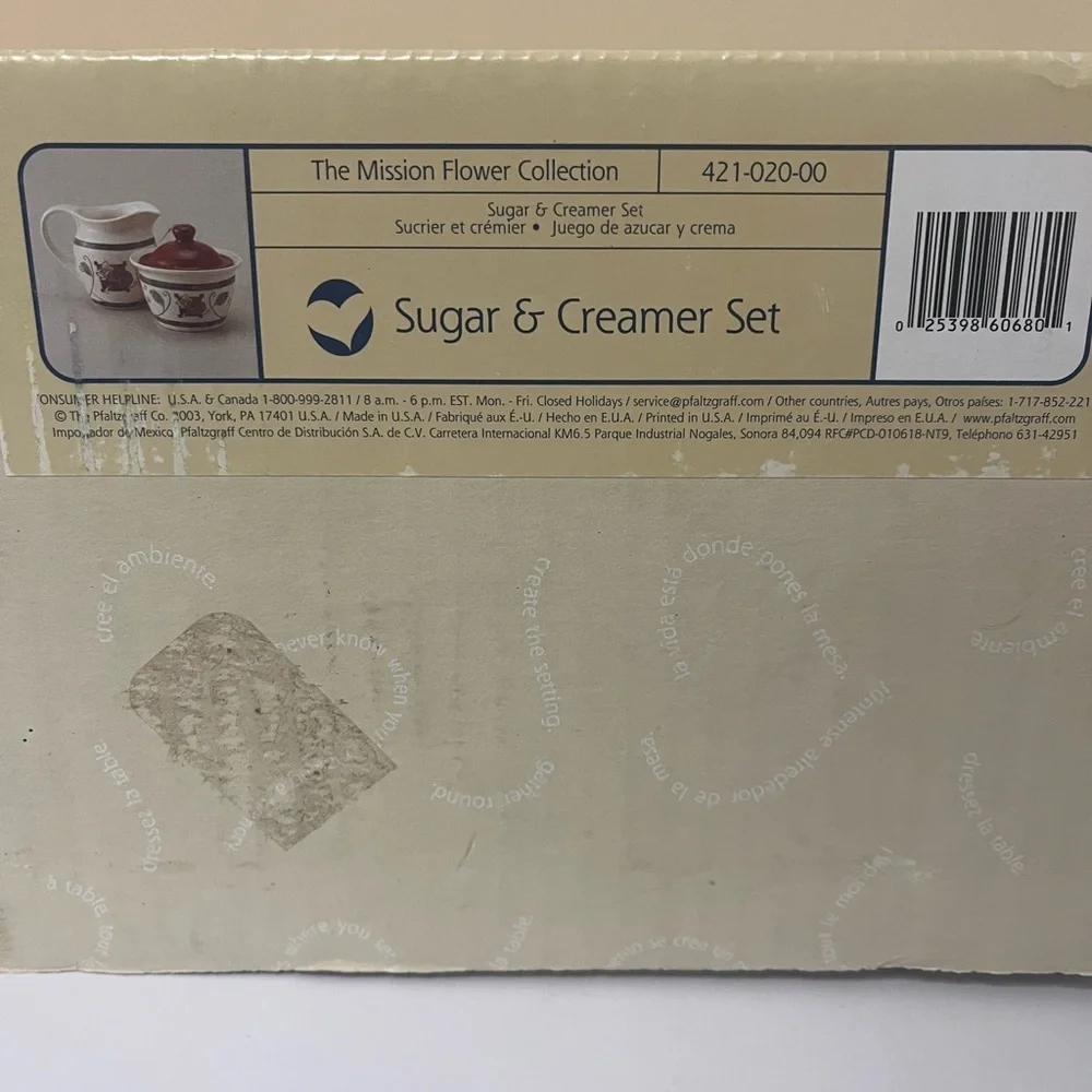 Pfaltzgraff Mission Flower Sugar & Creamer Set